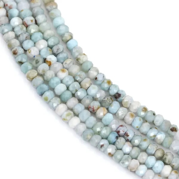 Larimar redondo faceta 2x3mm x 40cm - Atacadista pedra preciosa