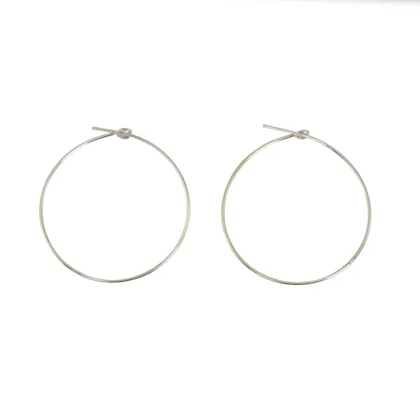 Créoles en argent 925, de forme ronde, 30mm de diamètre x 2pcs