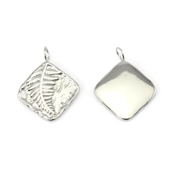 Pendentif Edelstahl 304 | Graviertes Blatt Rautenform | Schmuckherstellung