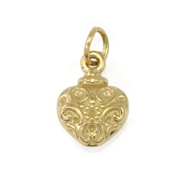 Golden Flower Heart Pendant | Stainless Steel | Jewelry Supplier