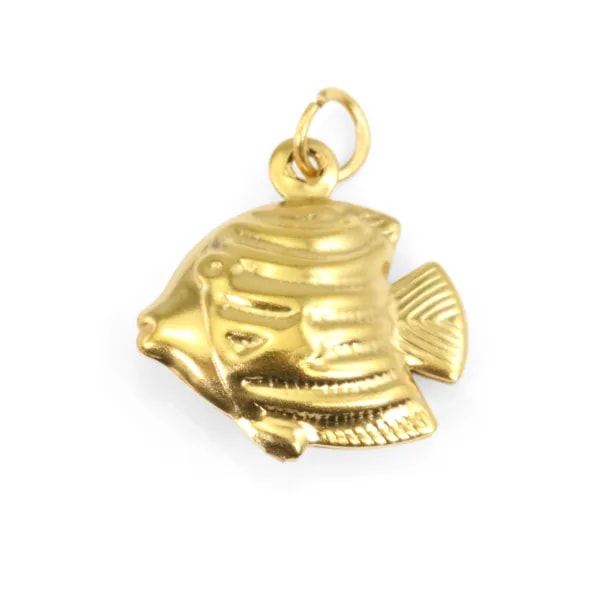 Péndulo Pez 17x17mm | Proveedor Joyas Acero Dorado