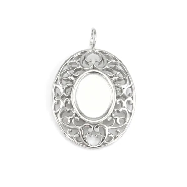 Pendente Ovale Stilizzato Cabochon 6x8mm | Acciaio Inox 304