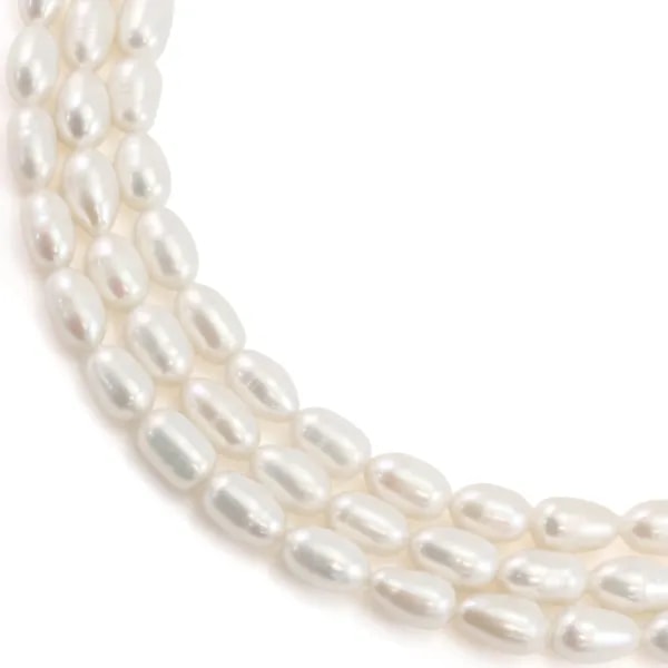 Perla de agua dulce, blanca, oliva, 6-7mm x 38cm