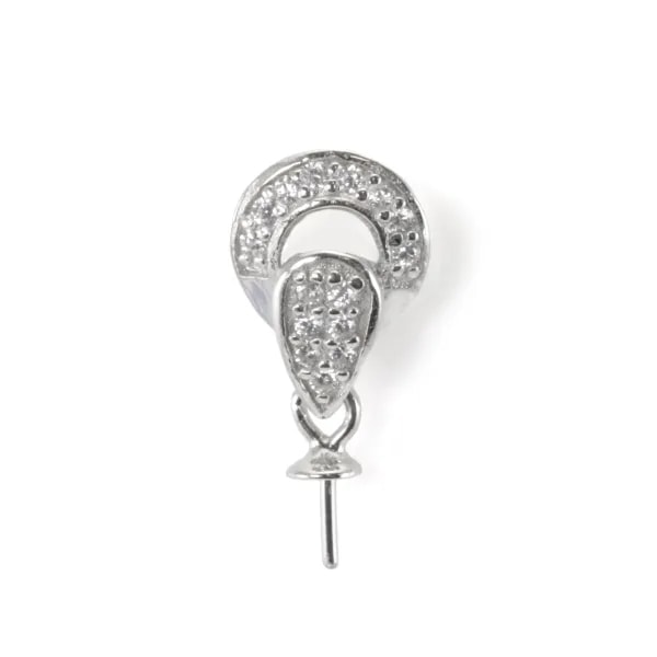Bélière goutte inversée pour semi percée 8x16mm - Oxyde de zirconium & Argent 925 rhodié x 1pc