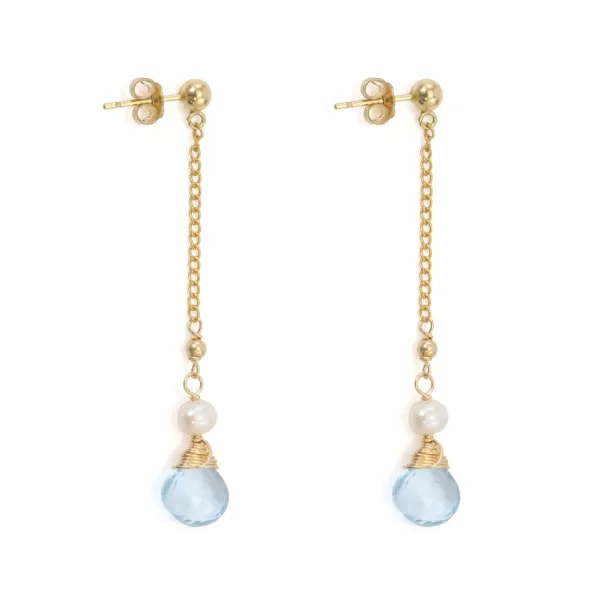 Orecchini in oro, topazio e perle d'acqua dolce