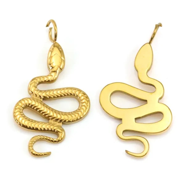 Pingente Serpente Dourado | Aço Inoxidável 304 para Joias Criativas