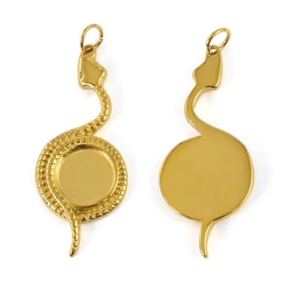 Pendentif serpent pour cabochon 8mm - Acier Inox 304 doré x 1pc