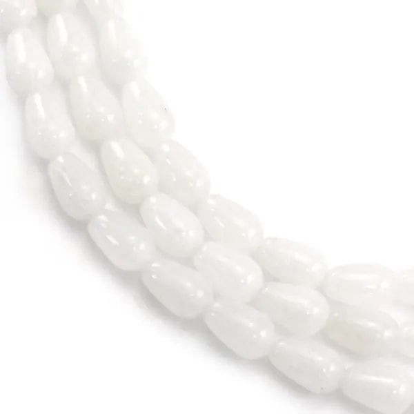 Perle Jade Weiß Tropfen 6x9mm | Pierre Halbedelstein für Schmuck