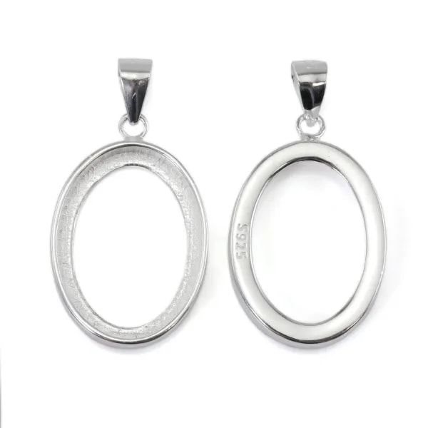 Ciondolo ovale cabochon d'argento 925 13,5x18,5 mm | Accessorio fai da te