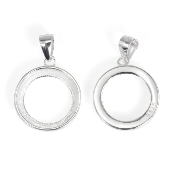 Colgante Plata 925 Cabujón Redondo 14mm | Creación DIY Accesorio