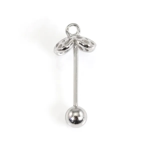 Anhänger Blume 15mm Silber 925 rhodiniert für Perle 8mm | Schmuckherstellung