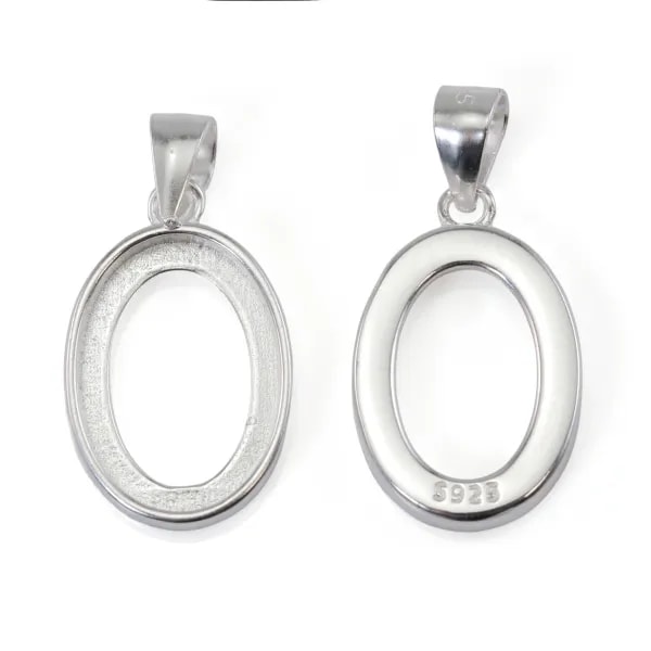 Pendant Silver 925 Oval Cabochon 10x14mm | Creation DIY Accessory