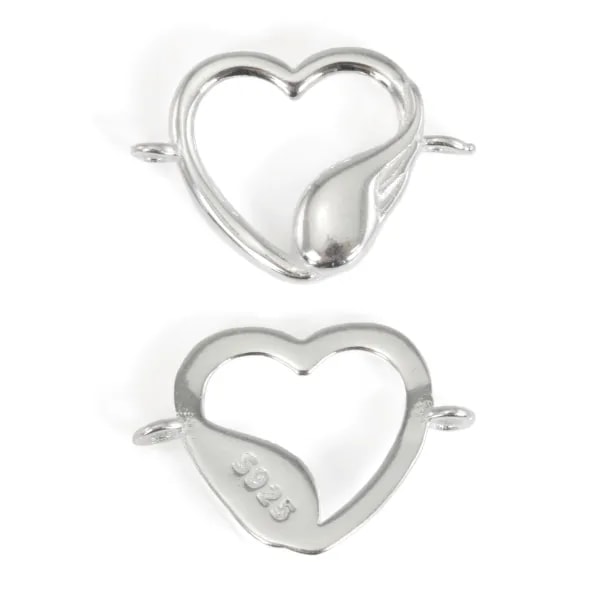 Spacer heart & feather - Silver 925 | Supplies Jewelry