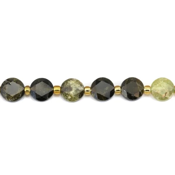 Grenat vert rond plat facetté 8mm x 38cm