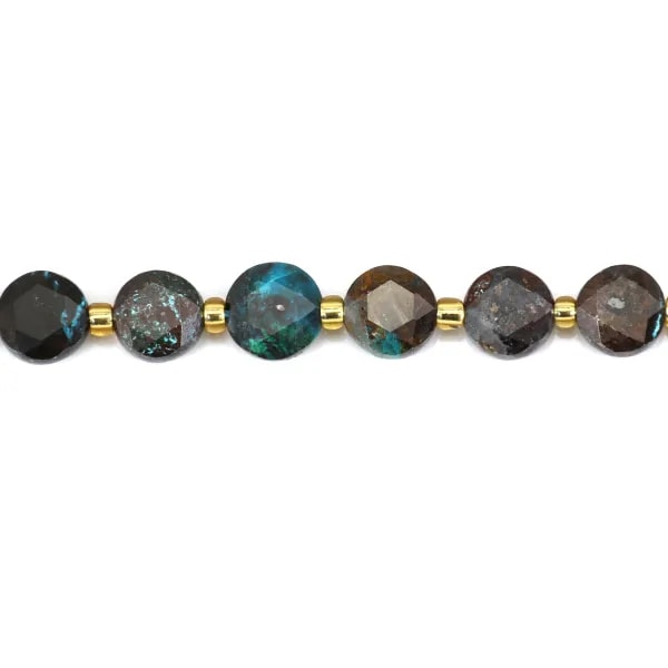 Azurit Malachit rund flach facettiert 8mm x 38cm