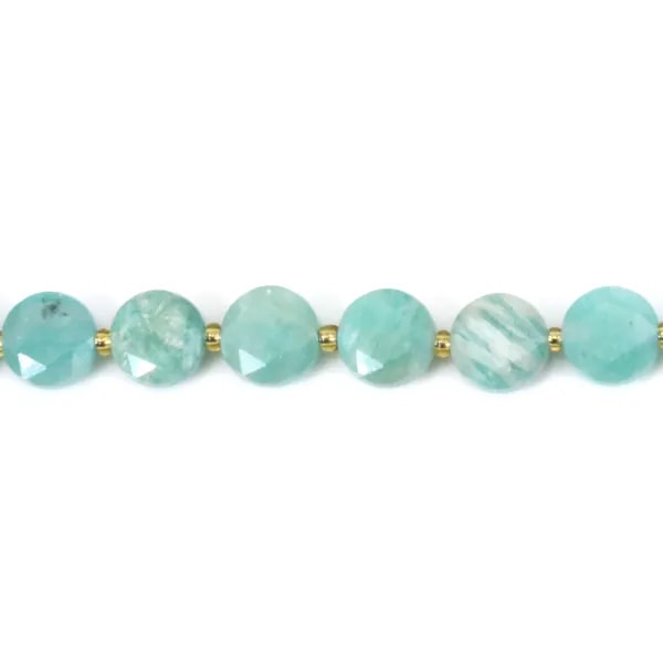 Peruvian Amazonite flat round faceted 8mm x 38cm (40pcs)