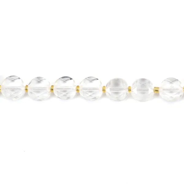 Cristal de rocha redondo plano facetado 8mm x 38cm