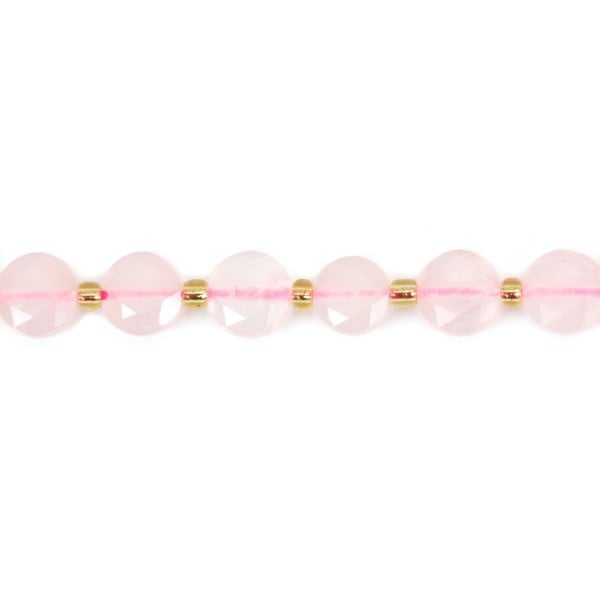 Pérolas Quartzo rosa redondo achatado facetado 8mm