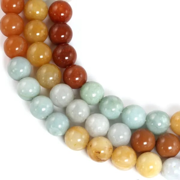 Jade rond multicolore 10mm x 40cm