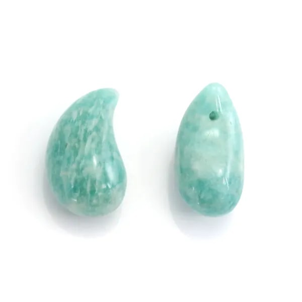 Amazonite from Peru semi-drilled drop 10x20mm x 1pc