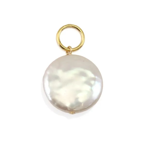 Round Flat Pearl Pendant | Handmade Gold Filled Jewelry