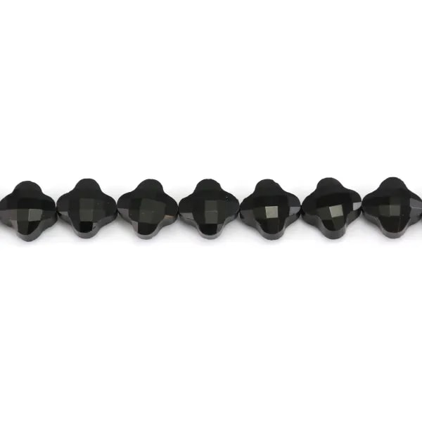 Onice nero trifoglio sfaccettato 10mm x 40cm