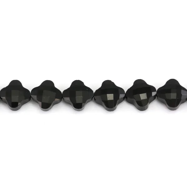 Facettierter schwarzer Onyx-Kleeblatt 10mm x 1 Stk.