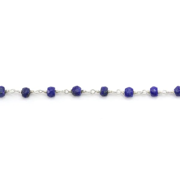 Catena in argento con lapislazzuli 3mm x 20cm