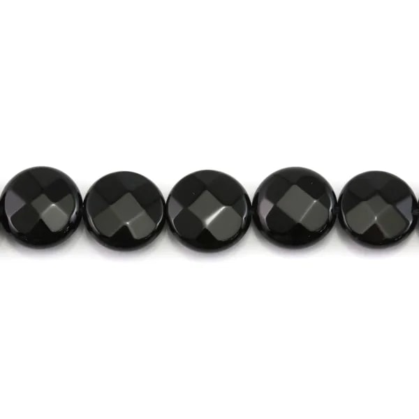Onyx, ronde plate facette, 14mm x 40cm