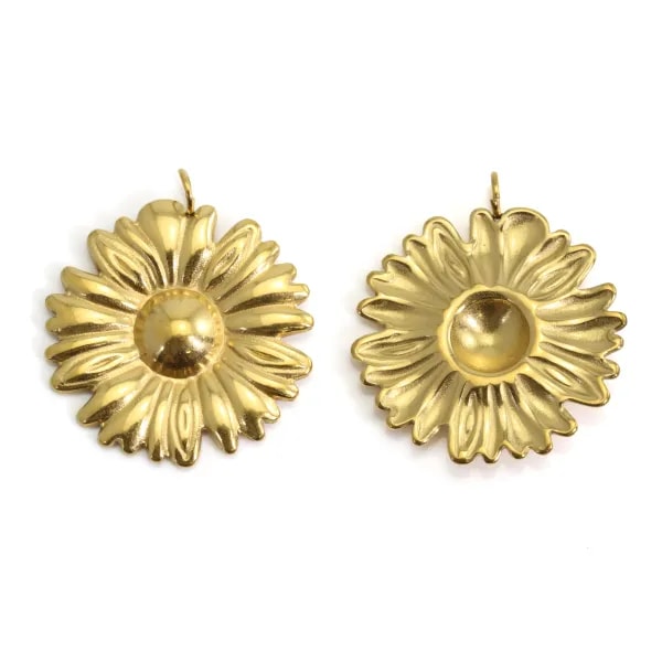 Pendentif marguerite 22x24mm - Acier Inox 304 doré x 1pc