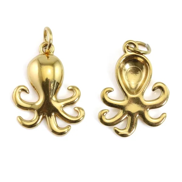 Colgante de pulpo 10x14mm - Acero inoxidable 304 dorado x 1ud.