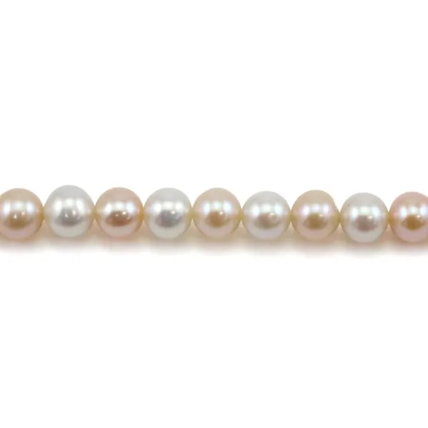 Freshwater cultured pearls, multicolor, round, 8-8.5mm x 40cm