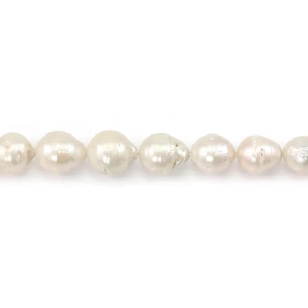 Perle coltivate d'acqua dolce, bianche, barocche, 13-16mm x 40cm