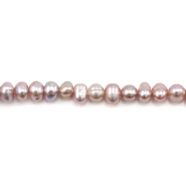 Freshwater cultured pearls, mauve, oval, 4-4.5mm x 40cm