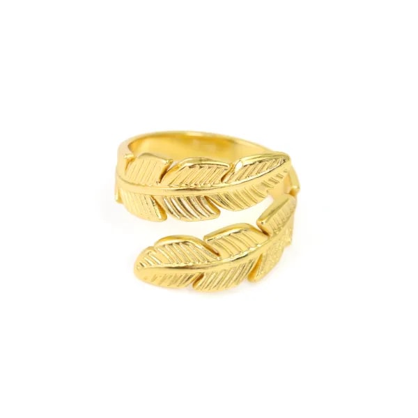 Adjustable feather ring - Gold-plated 304 stainless steel x 1pc