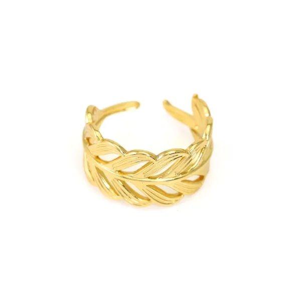 Adjustable leaf ring - Gold plated stainless steel 304 x 1pc