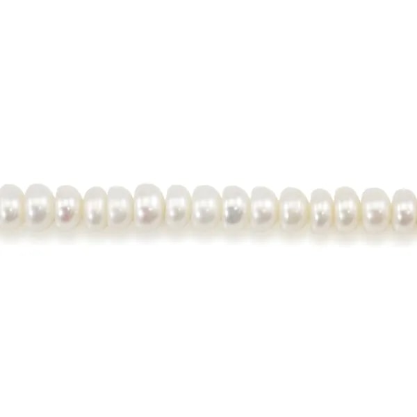 Perla coltivata d'acqua dolce, bianca, rondella, 3.5-4mm x 41cm