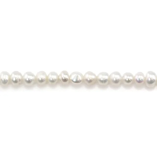 Perle coltivate d'acqua dolce, bianche, semi-tonde, 4-5mm x 2pz