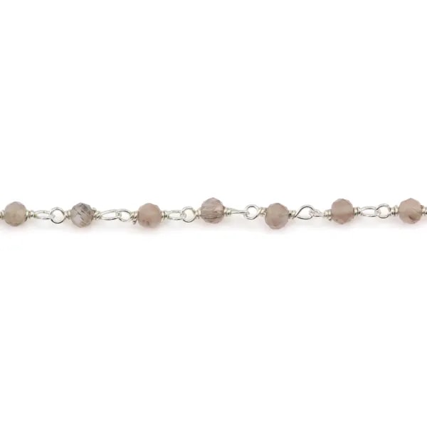 Gray moonstone rosary chain round 3mm - Silver 925 x 20cm