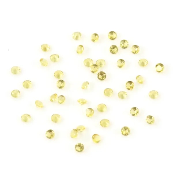 Óxido de zircônio tamanho redondo brilhante amarelo 2mm x 50pcs