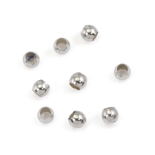 Round crimp bead 2.5mm - Rhodium-plated 925 silver x 20pcs