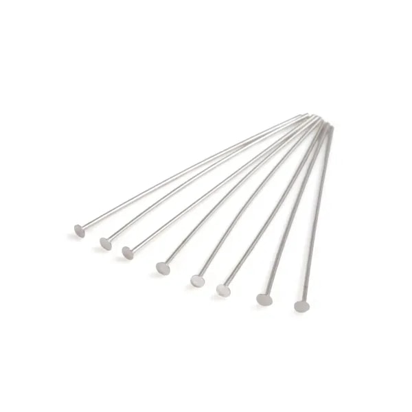 Clavo de cabeza plana 1.3x0.4x25mm - Plata 925 rodiada x 10pcs