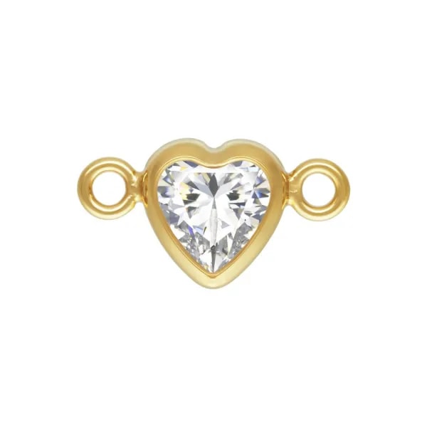 Intercalare cuore incastonato 4x8mm (H) - ossido di zirconio & Gold Filled x 1pc