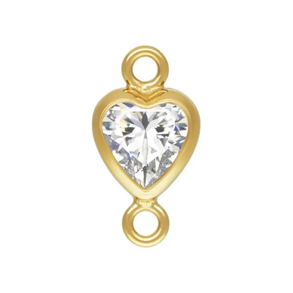 Intercalare cuore incastonato 4x8mm (V) - ossido di zirconio & Gold Filled x 1pz