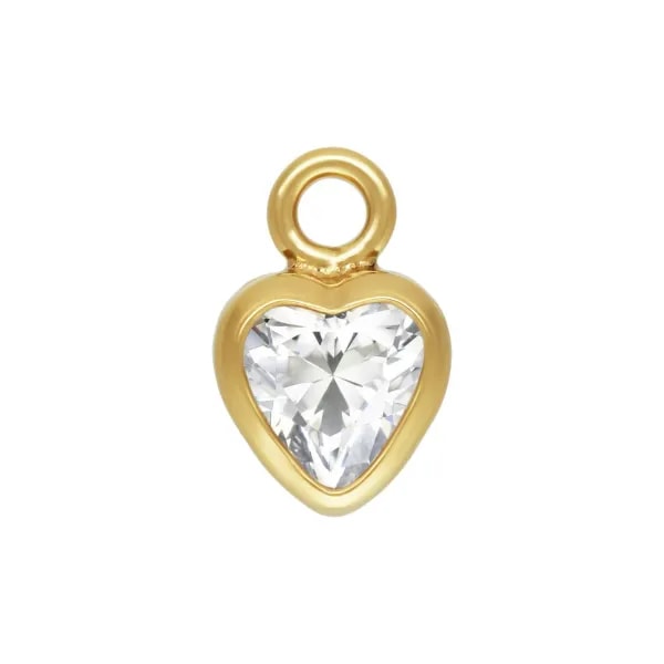 Breloque coeur serti 3x5mm - oxyde de zirconium & Gold Filled x 1pc