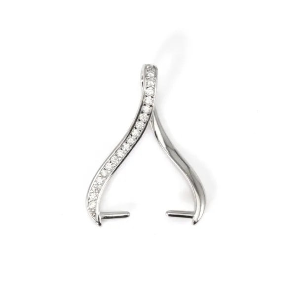 Bélière strass pour perle entièrement percée 20mm - oxyde de zirconium & Argent 925 rhodié x 1pc