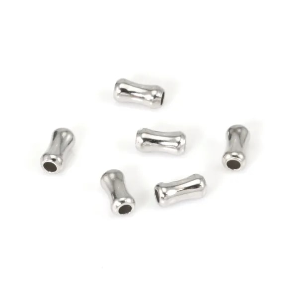 Perla tubo bambú 3x6mm - Plata 925 rodiada x 6pcs