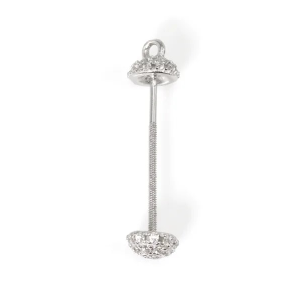 Bélière à visser pour perle entièrement percée 24mm - oxyde de zirconium & Argent 925 rhodié x 1pc