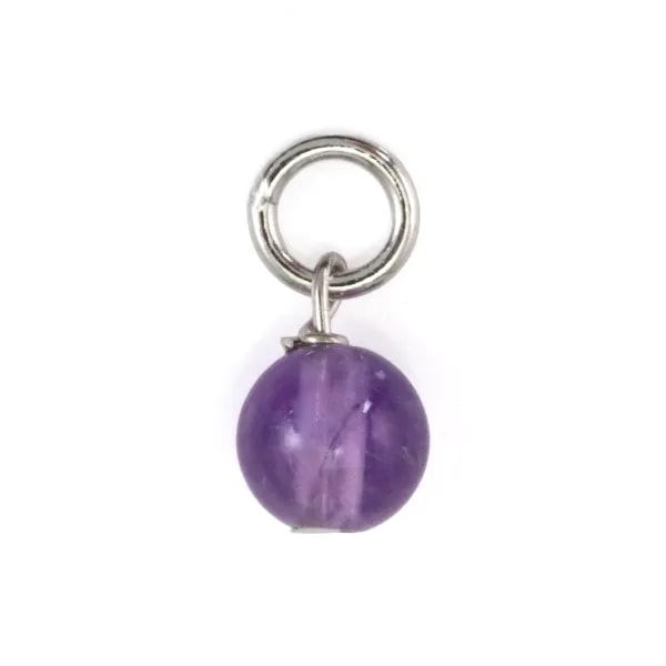 Runder Amethyst-Anhänger 4mm - Rhodiniertes 925er Silber x 1 Stk.