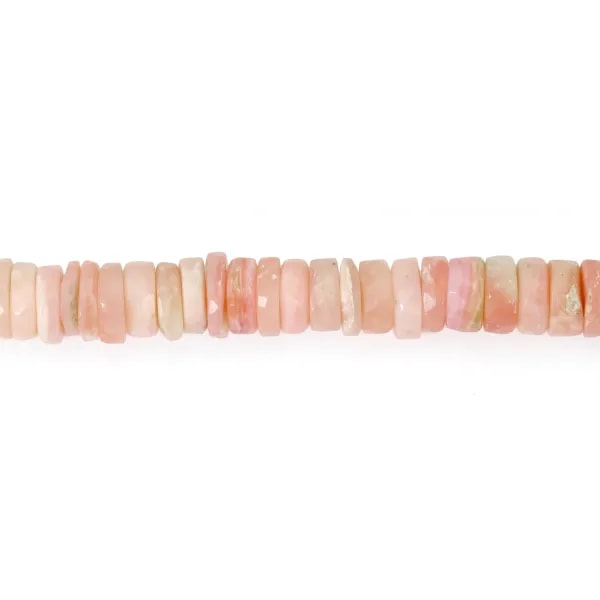 Opale rose rondelle heishi facetté 8-9mm x 40cm